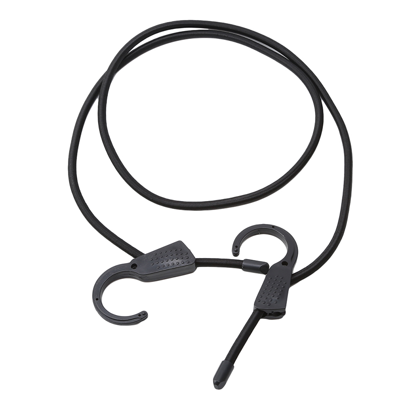 Universal Car Adjustable Elastic Bungee Shock Cord Strap Adjustable Bungee Cord with Extra Wide Opening Steel Hooks: black