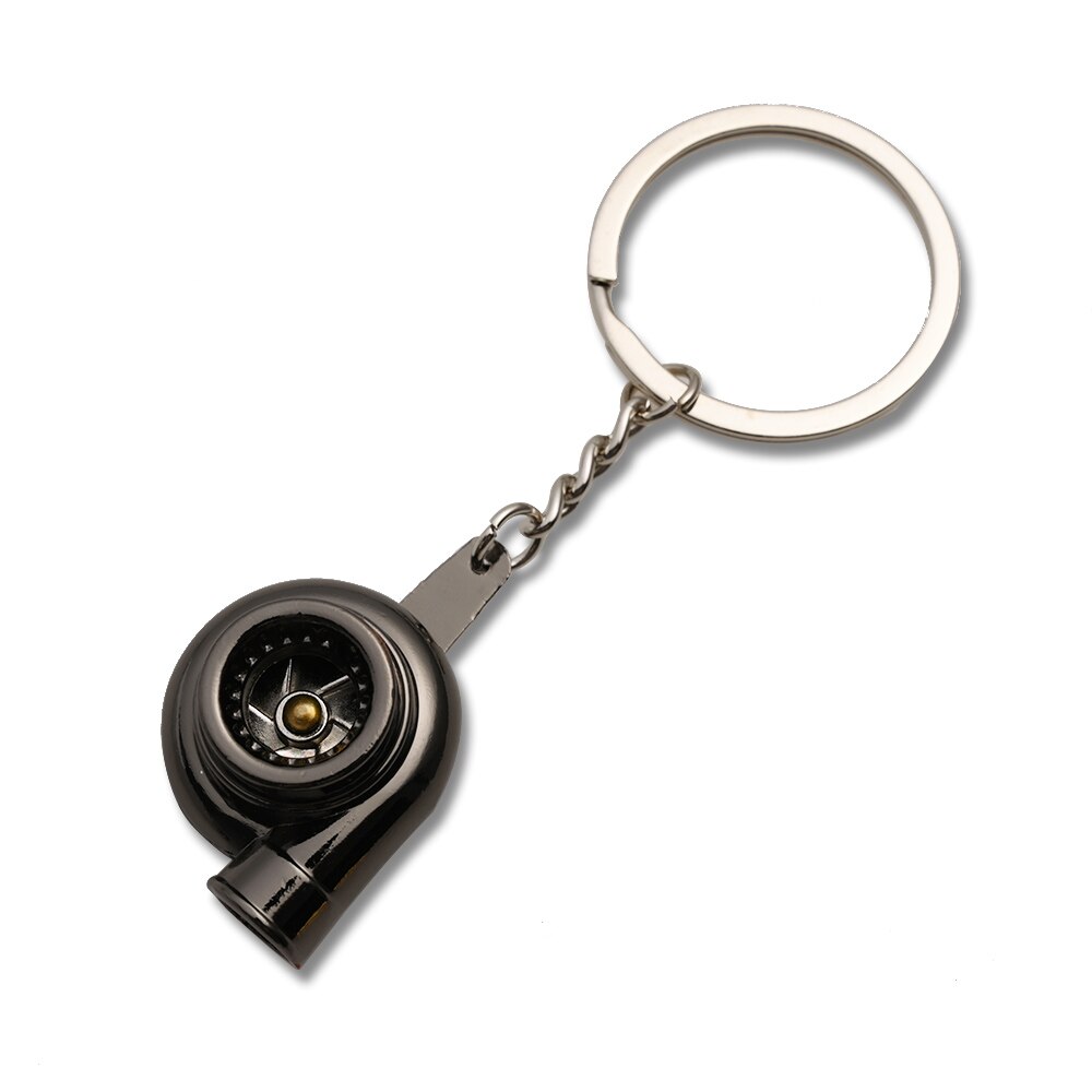 Turbo turbocharger sleutelhanger ringen sleutelhanger sleutelhanger fluitgeluid metalen sleutelhanger chroom gepolijst brons zwart: Zwart