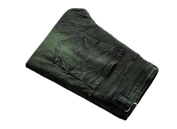 Heren jeans groene hiphop slim biker jeans destroyed fry snowflakes slim fit denim broek elastische streetwear ,6671