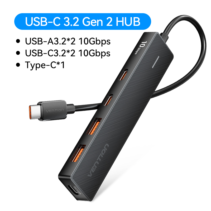 Vention Usb Hub 4 Port ABS Hub USB 3.2 10Gbps do laptopa Multi Splitter Adapter do Xiaomi Macbook PC Akcesoria komputerowe