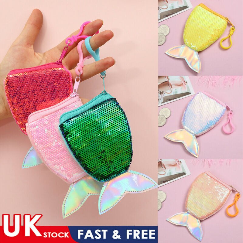 Petite fille porte-monnaie queue de sirène paillettes porte-monnaie bandoulière sacs porte-monnaie pochette