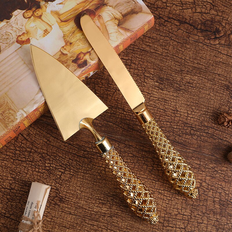 Utensilios de cocina occidental para hornear, juego de de boda de dos piezas con mango hueco, pala triangular para pizza, pastel, cuchillo de postre: 1