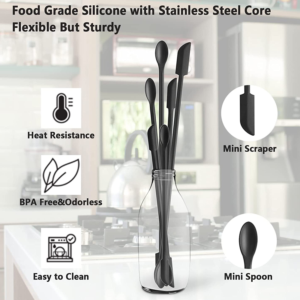 Ensemble de spatules en Silicone, grattoir à Double tête, crème de confiture cosmétique, bouteille profonde, Mini spatule allongée à petite pointe, outil de maquillage Spa 3 pièces