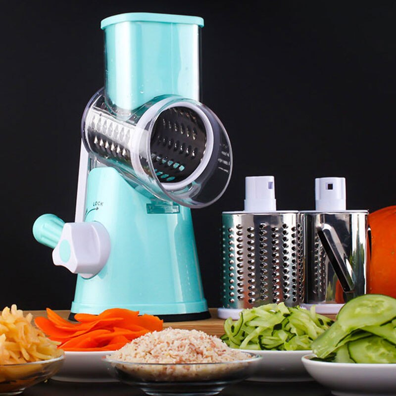 Multifunctionele Handleiding Plantaardige Spiral Slicer Chopper Slicer Kaasrasp Slimme Groentesnijder Keuken Gereedschap: Blauw