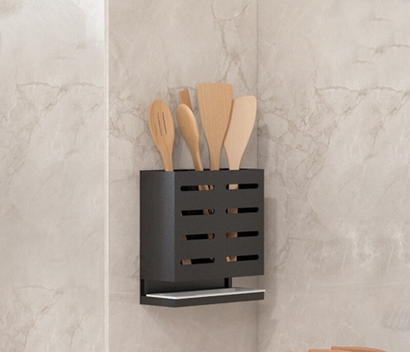 Aluminum Alloy Wall Mounted Kitchen Storage Rack Dish Drainer Plate Drying Pot Cover Cutlery Holder Pantry Oragnizer Accessories: Cutlery Holder