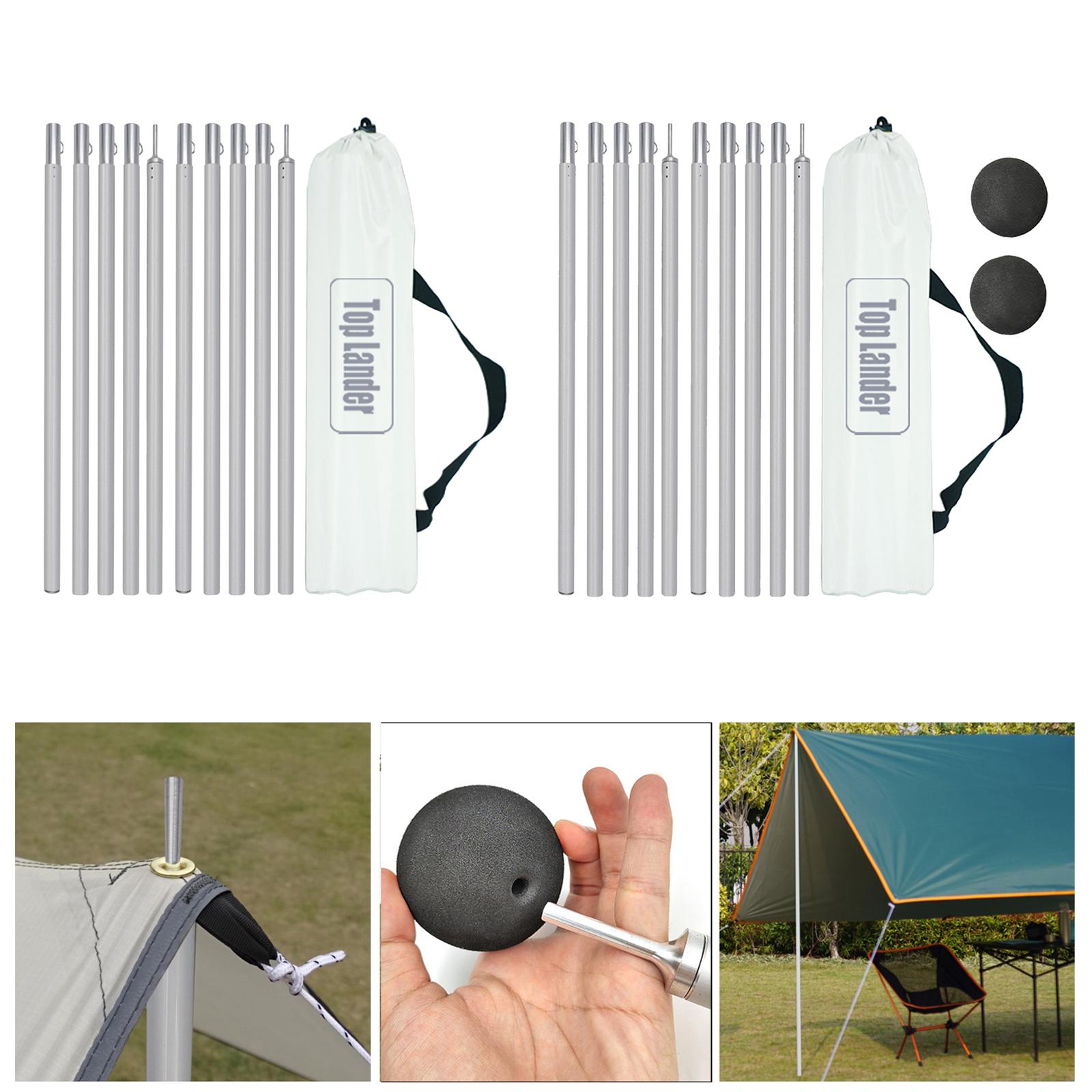 Tarp Poles, Tent Support Poles, Adjustable Camping Poles, Lightweight Sail Shade Pole for Camping Tarps, Awnings, Shelters