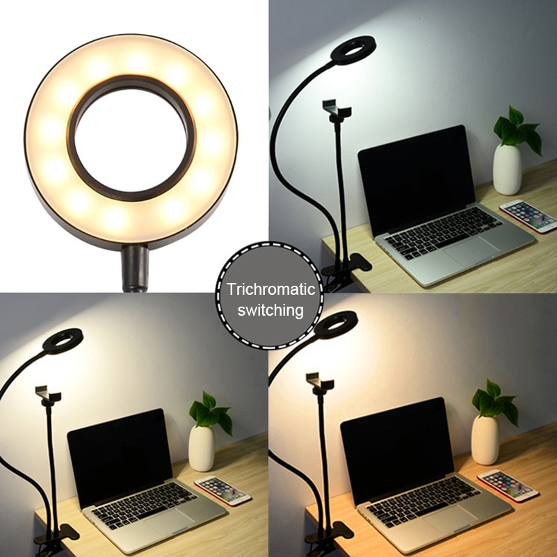 flexibel Einbeinstativ Halterung mit LED Ring-Licht Lampe Tabletop Stehen Stative mit praktisch Halfter für Video Blogger