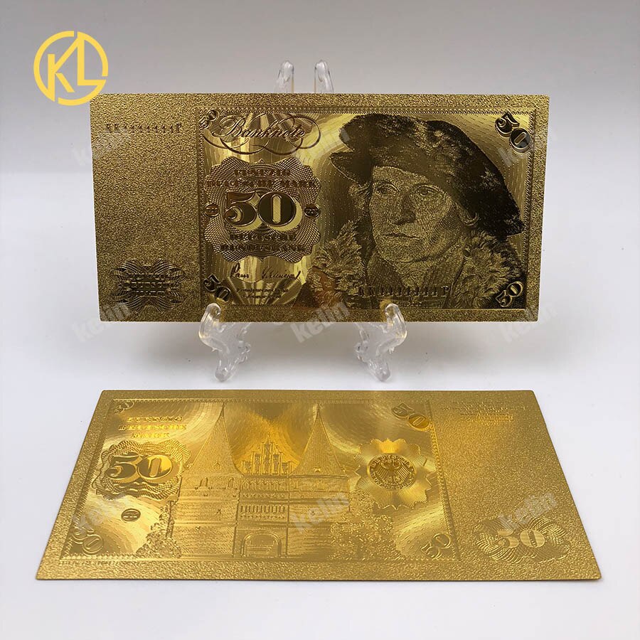 10pcs/lot Reproduction Crafts Germany Annette von Droste Hulshoff 20 Mark Gold Bank Note patriotic souvenir collection and: 50Mark-old