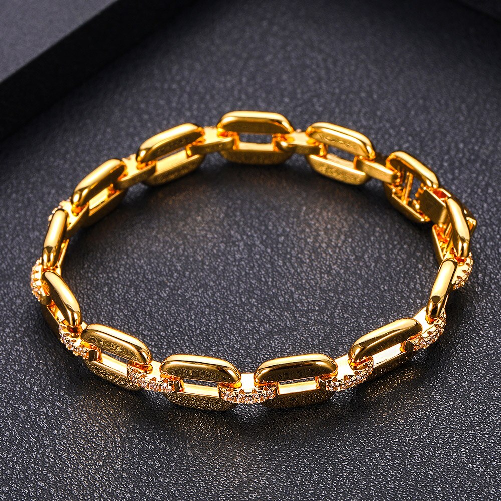 Janekelly Top accessories unique Rope Chain bangle AAA zircon micro pave hand bracelet