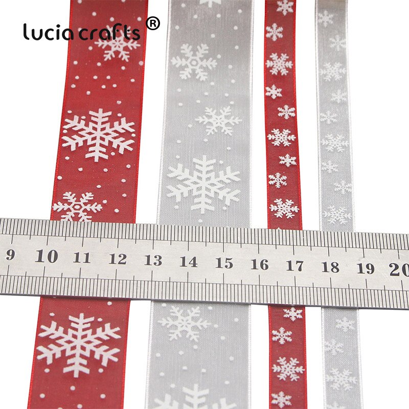 Lucia crafts 5 yard 10mm/25mm snefnug organza bånd diy bowknot indpakning til juledecorp 0303