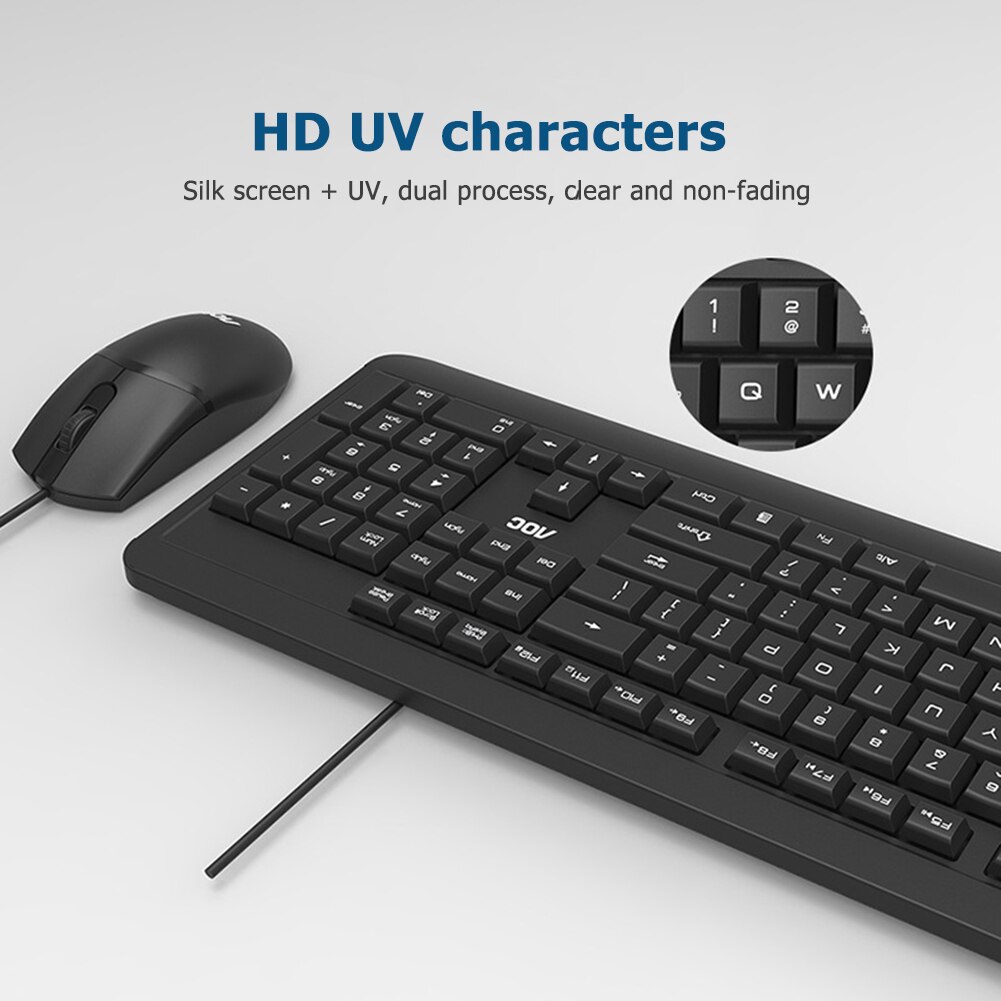 AOC KM131 USB Wired 104 Keys Keyboard 3 Buttons 1000 DPI Mouse Computer PC Combos Set for Home Office Gaming keyboard and Mouse