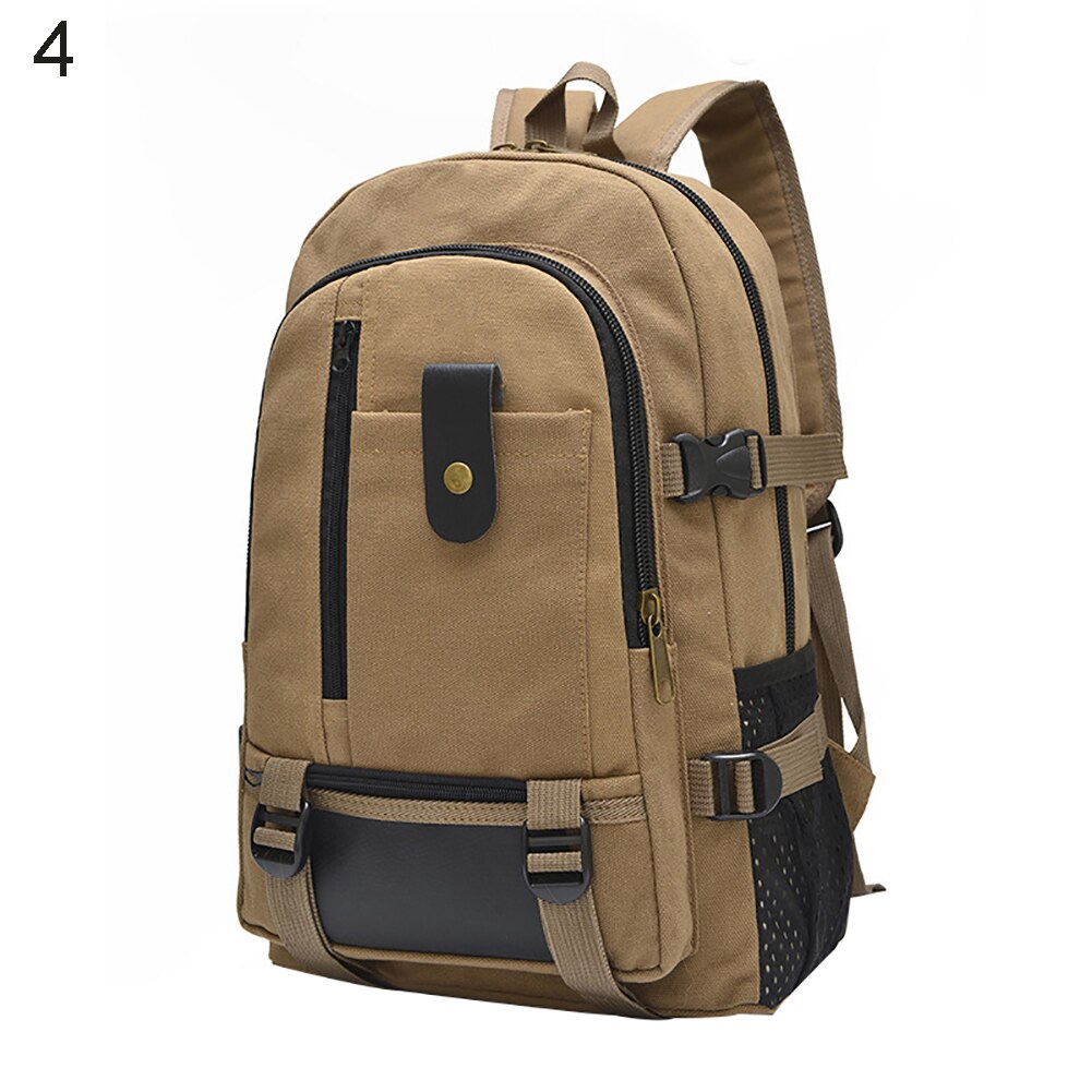 Large Capacity Canvas Men Laptop Backpack Casual Travel Rucksacks Canvas Travel Bag For Teenager Top Mochila Escolar: Dark Khaki