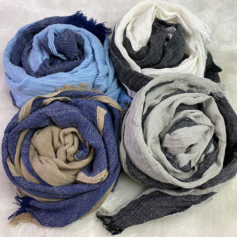 Chal largo de algodón y lino a rayas para mujer, bufanda Unisex, estilo Kroea, Primavera,