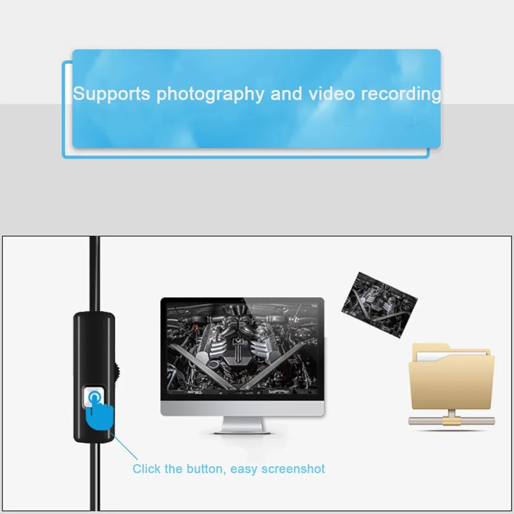 Practical 7MM Android Endoscope 3 in 1 USB/Micro USB/Type-C Borescope Inspection Camera IP67 Waterproof for Smartphone Computers