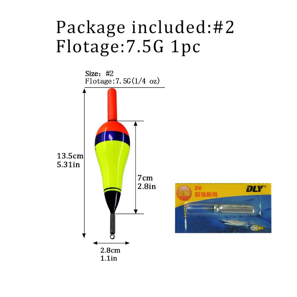 1 stykke lysende fiskebåt bobber ledet fiske lyspinne bøy elektronisk glød stein fiske flottør til natt  #1.5 #2.0 #3.0: 1 stykke størrelse 2.0