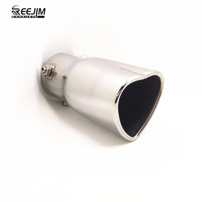 Reejim Heart Shaped Universal Car Exhaust Muffler Tip Stainless Steel Pipe Chrome Exhaust Tail Muffler Tip Pipe Silver