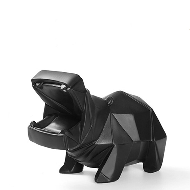 Mini mignon animaux tirelire polygone hippopotame ours polaire pour enfants adultes tirelire économiser des pièces de monnaie boîte décoration en plastique sûr: black hippo