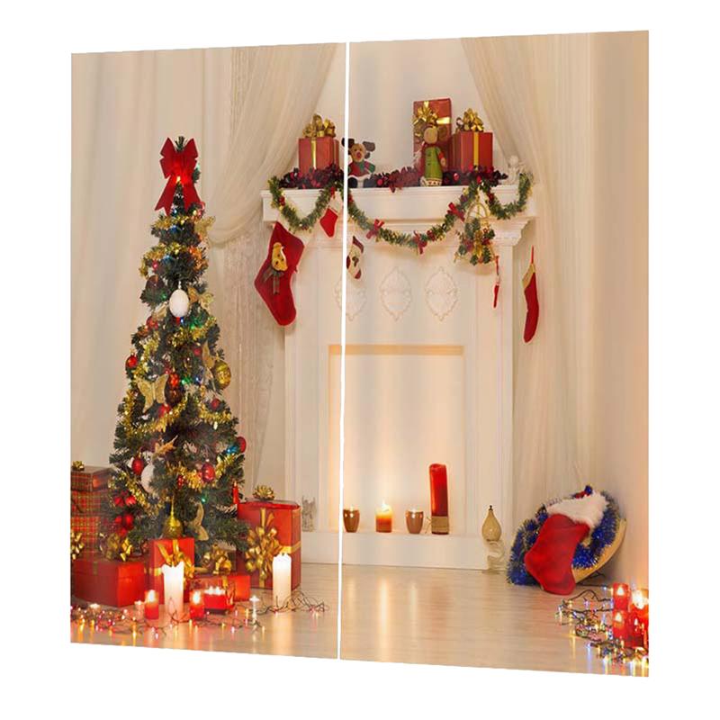 1pc Waterdichte Gordijn Levendige Kerstboom Gordijn voor Slaapkamer Woonkamer Balkon 150*166cm