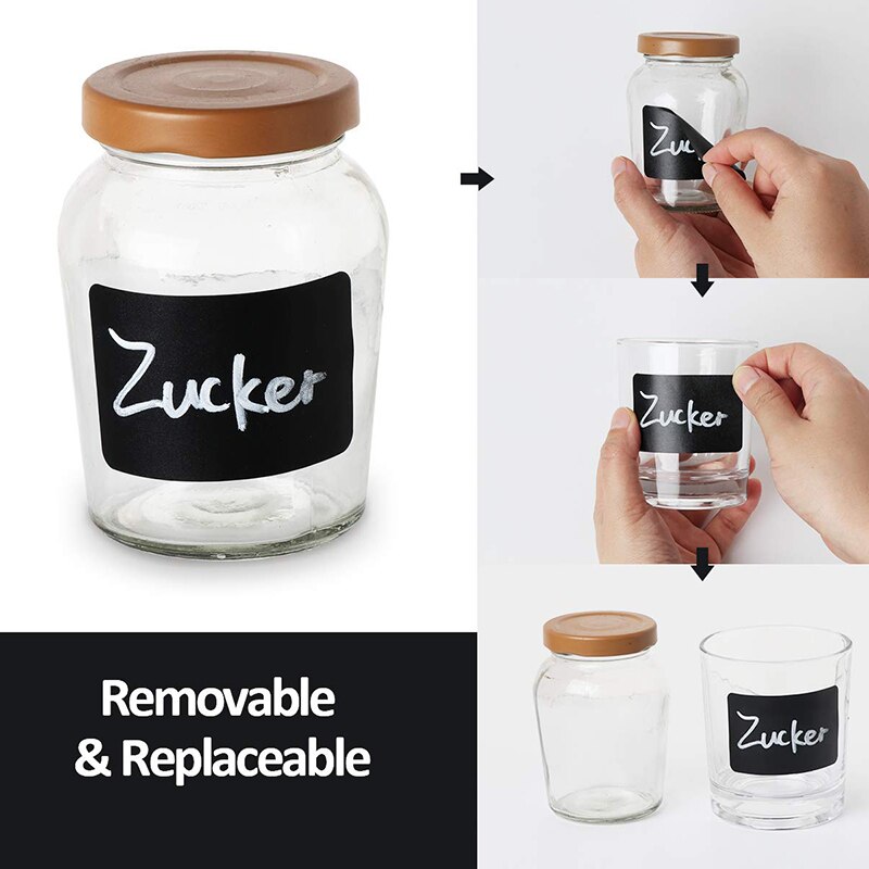 1 Roll 150pcs Kitchen Labels in Black Blank Sticky Labels In Slate Format Boxes Pots 4cm x 6cm