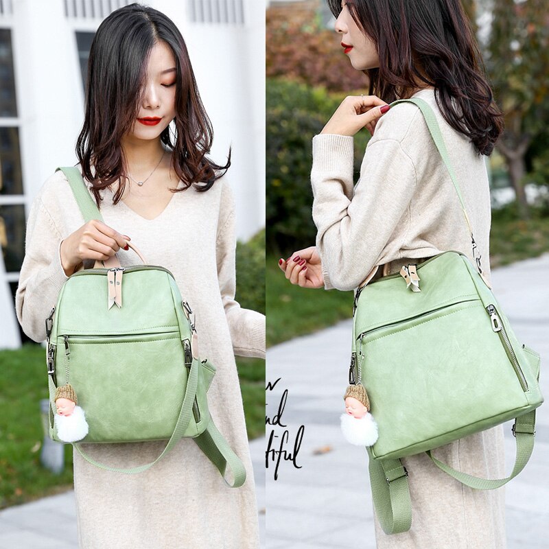 PU Female Backpacks Ladies Leather School Bags Large Capacity School Bags for Teenage Girls Student Book Bag Retro Lady Backpack