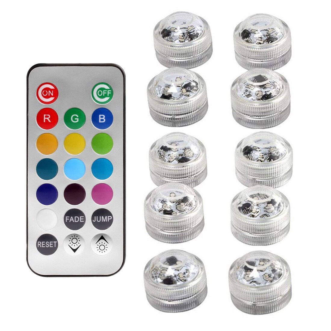 Onderwater Led Light Outdoor IP68 Waterdicht Kaars Lichten Tuin Zwembad Vaas Party Lamp Met Afstandsbediening Rgb Dompelpompen Lamp: 10 Lamp 1 Controller