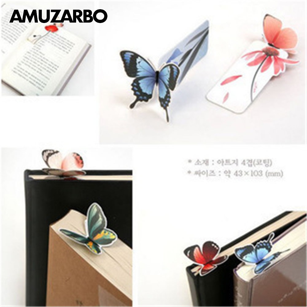 Marcapáginas 3D de mariposa, artículos de novedad libro de marcas Kawaii, Clip de papel para libros, para niñas, material de oficina escolar, 1 Uds.