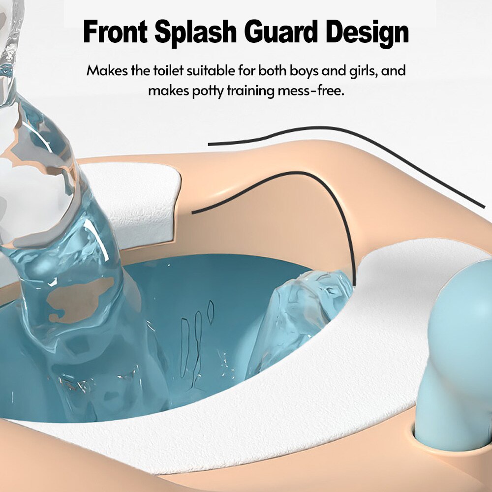 Cartoon Kids Potty Training Toilet Comfortable Toilet Trainer for Toddlers Boys Girls with Soft Pad Lip Handles Cleaning Brush