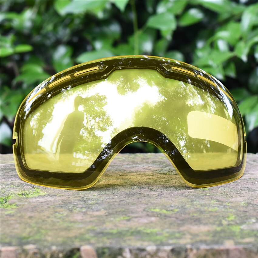 Original Brightening Lens Snowboard Goggles Lens Yellow Night Vision Ski Glasses Lens Big spherical Suitable For Benice GOG-201