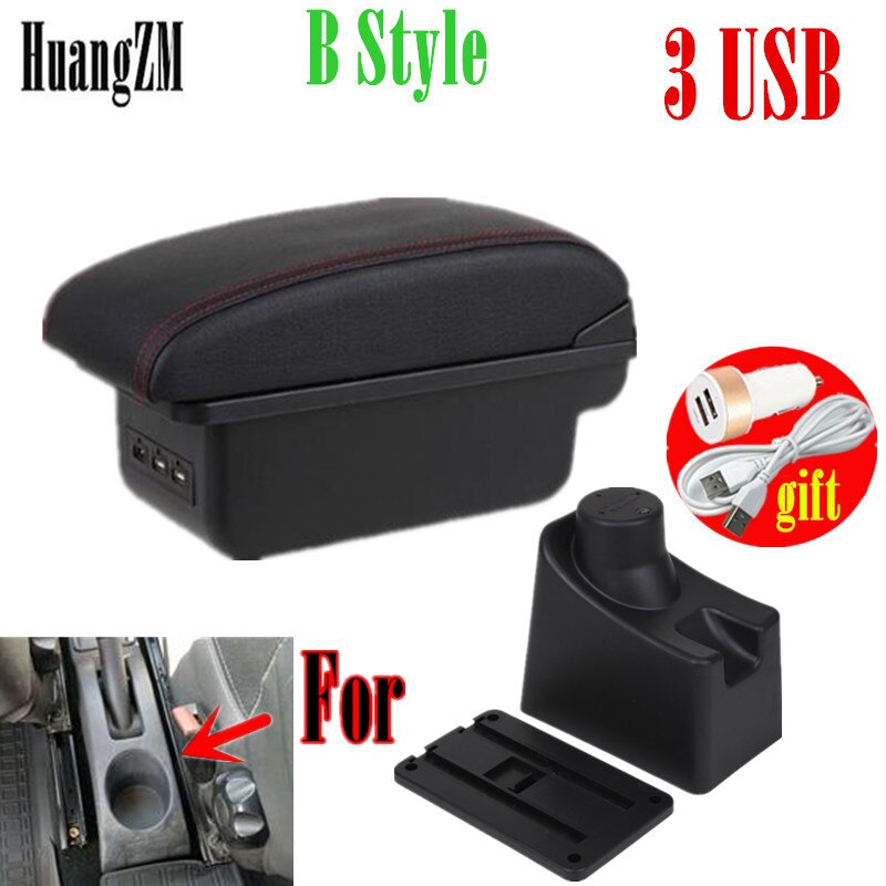 Dla Renault Dacia Sandero Logan 2013 - 2017 obrotowy podłokietnik ze schowkiem centralne pudełko do przechowywania na deskę rozdzielczą popielniczka USB ładowanie z Automobi: B style red line