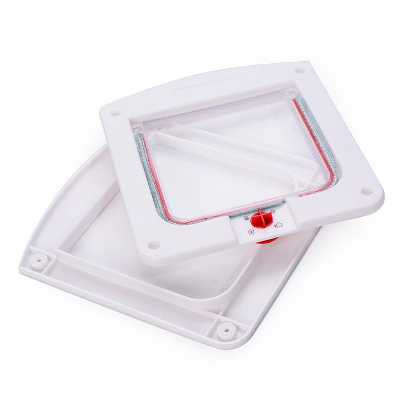 4 Way Pet Cat Puppy Dog Gates Door Lock Lockable Safe Flap Door puertas para perros door for the cat: white