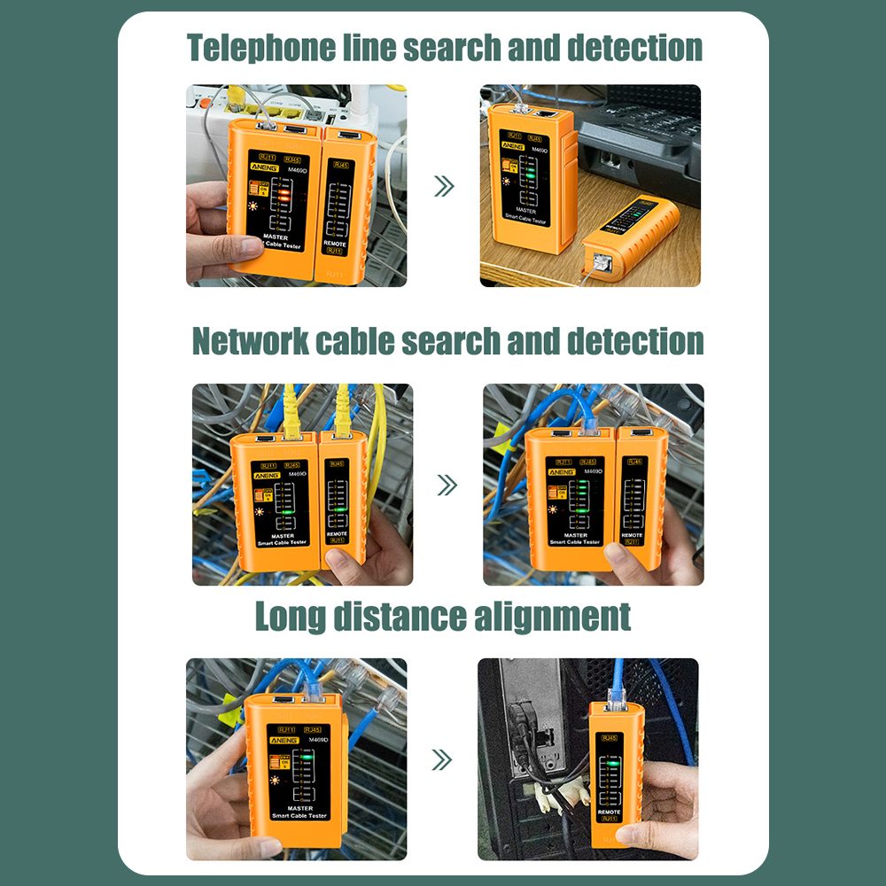 ANENG M469D Network Cable Tester Pairing Instrument for RJ11 RJ45 Telephone Lines with LED Indicator Shielded Network Cable Test