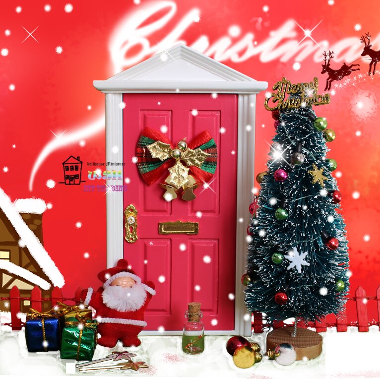 Casa delle bambole in miniatura 1:12 Fata Porta Al di Fuori aperto Bambole di Ricambio e Buon Natale accessori 5 colori