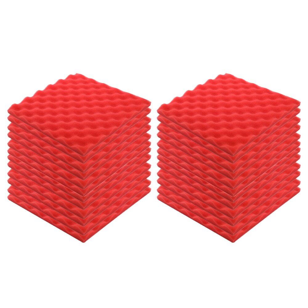24pcs Acoustic Foams Soundproof Foam Panels for Recording Video Room Sound Noise Insulation Absorption Sponge Wall Deadening: red