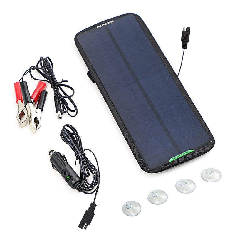 ALLPOWERS Portable Solar Car Battery Charger Automatic 18V 12V 5W Solar Panel Charger Battery Maintainer Boat Motorcycle