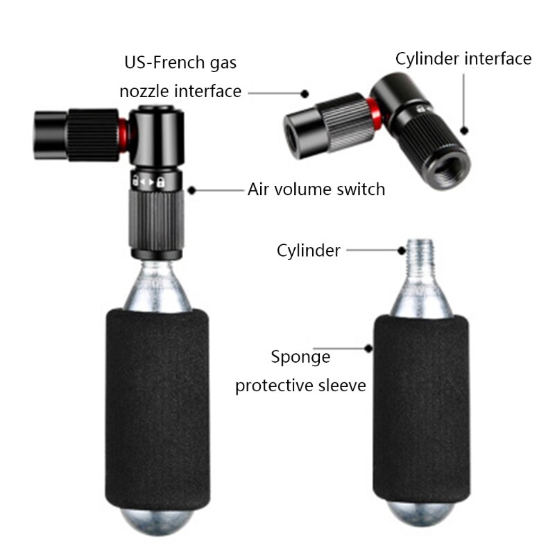 Bike Tire CO2 Mini Inflator Bicycle Cycling Pump Nozzle Cylinder Valves Adapter D2TC