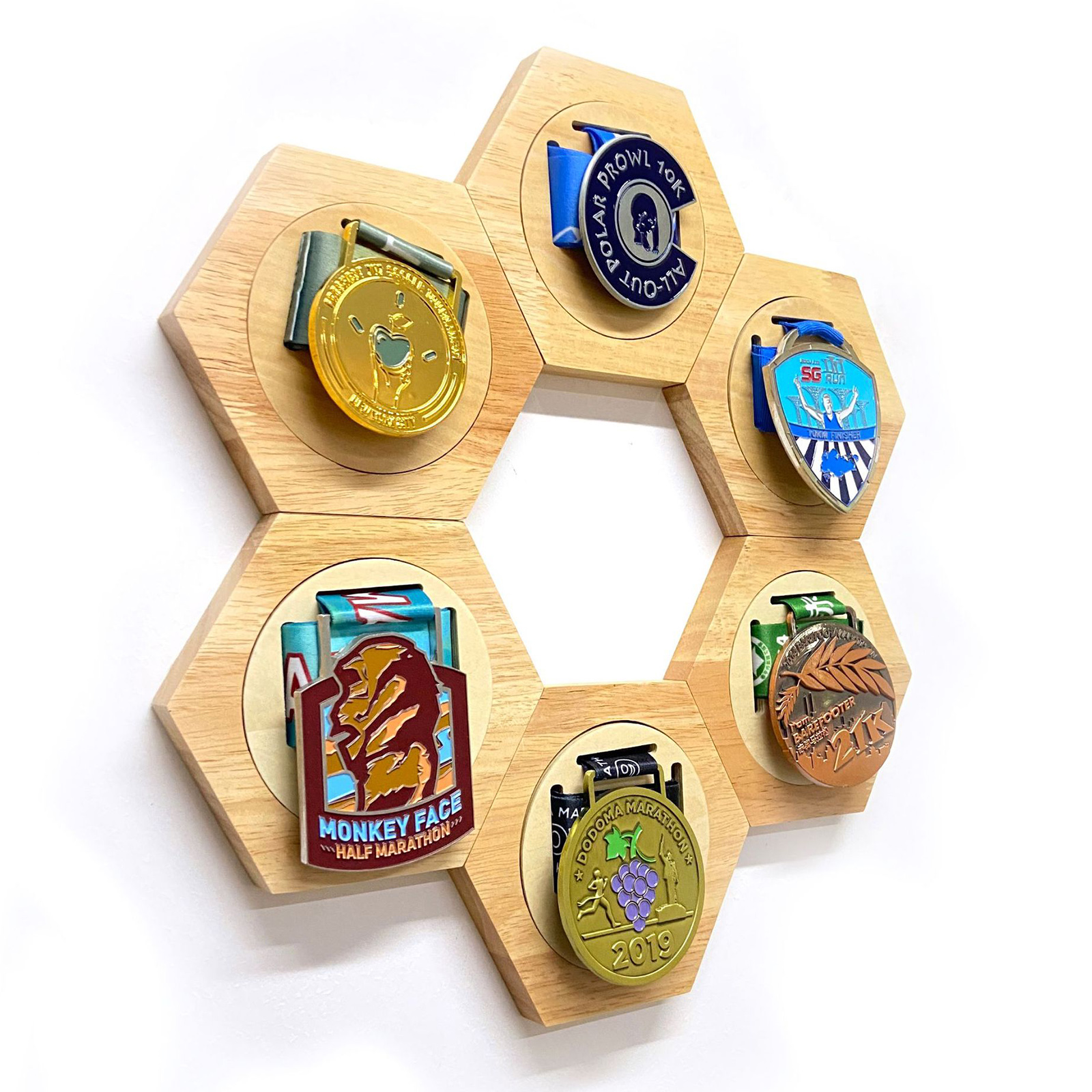 10-1PC Medal Holder Display - 1 Pack Hexagonal Honeycomb Medal Display Stand