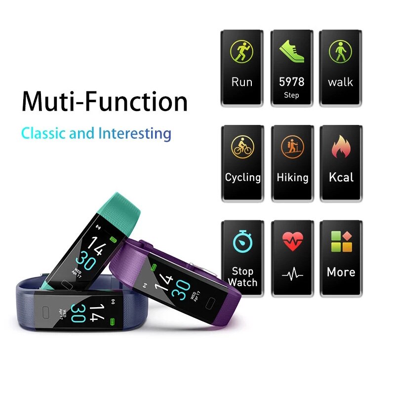 Waterdichte sportschool fitness sport stappenteller armband hardlopen stappenteller tracker horloge bloeddruk gezondheid hartslagmeter