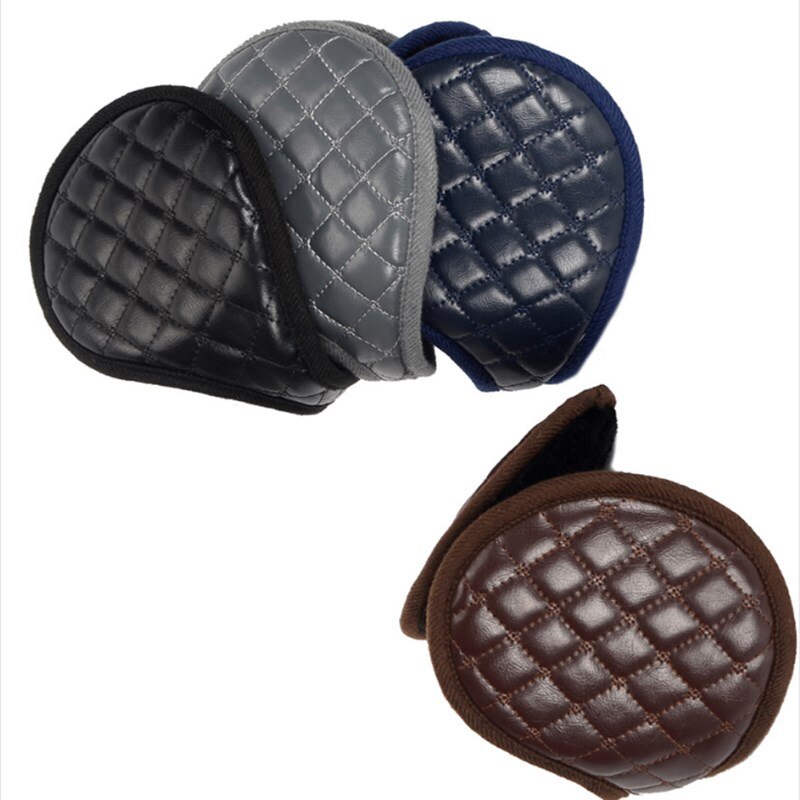 Ear Muffs Winter Fleece Ear Warmers Behind Head Leather Padded Earwarmer Men Women Warm Earmuffs Earflap
