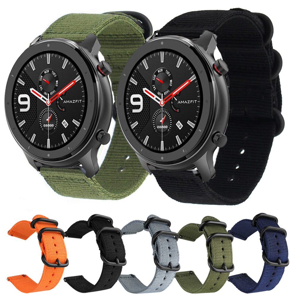 Geweven nylon horlogeband voor de huami amazfit gtr 47mm amazfit 2s vervangende horlogeband, armband van 22mm