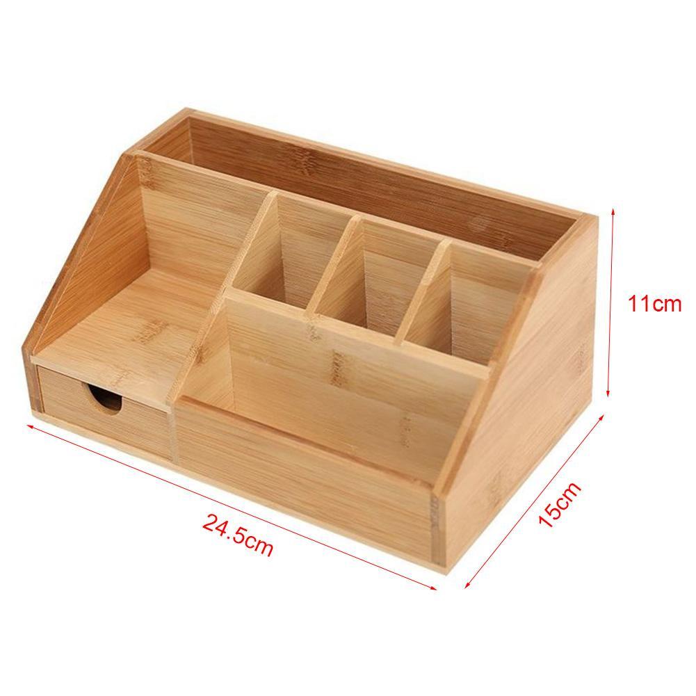 Desktop storage box Bamboo Stationery Organiser Letter Rack Notes Pen Holder Cosmetic Storage Box Pencil Holder Office Storage