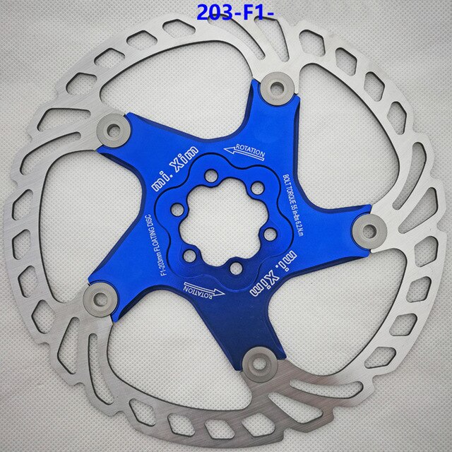 Bicycle Brake Disc Floating Rotor MTB Gravel Road Bike 140/160/180/203mm Mountain Bike Hydraulic Disc Brake Bike Parts: Blue 203mm