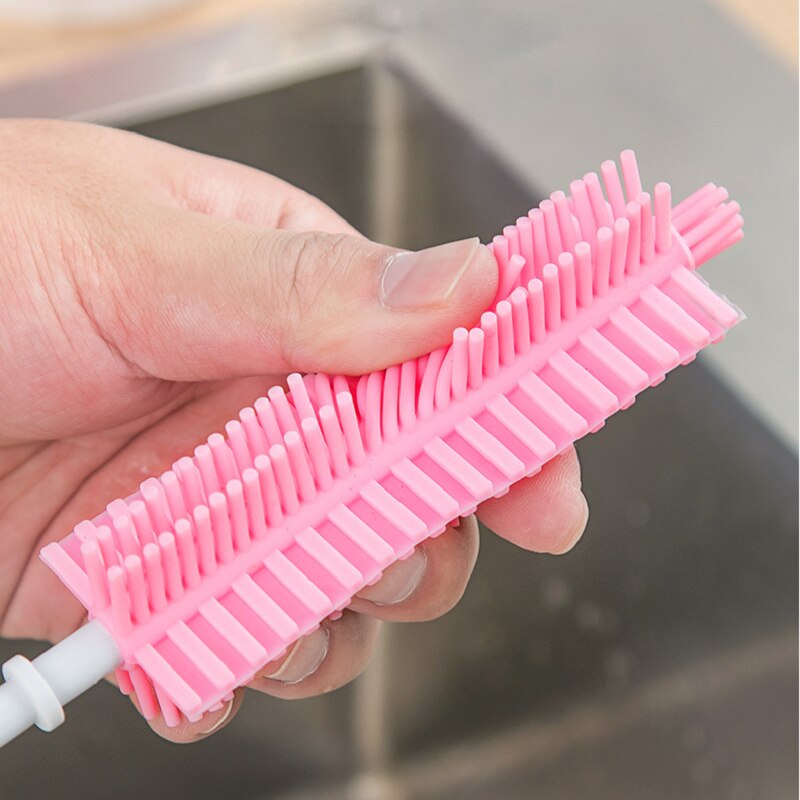 Utensilios de cocina, cepillo para lavar platos de silicona a prueba de aceite, cepillos para sartenes largos, esponja para limpiar platos