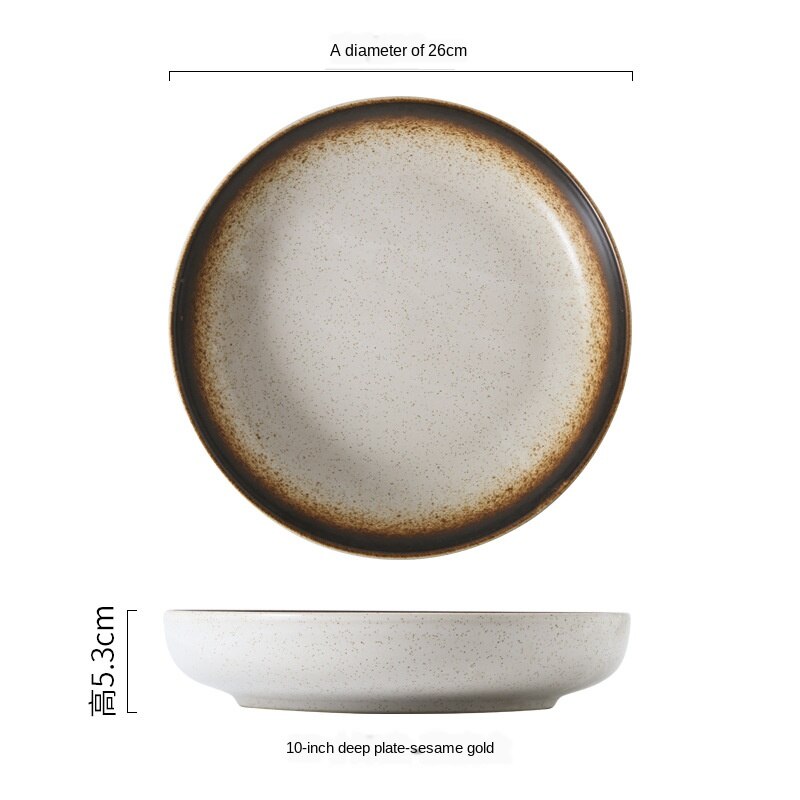 Japanese Style Ceramic Deep Dishes Household 8/10 Inch Salad Dish Dinner Plate Kitchen tableware Soup Bowl Serving Plates ZH655: color9