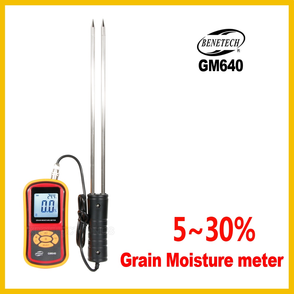 Digital kornfugtighedsmåler med målesonde bærbar lcd hygrometer fugtighedstester til majs hvede ris  gm640 - benetech