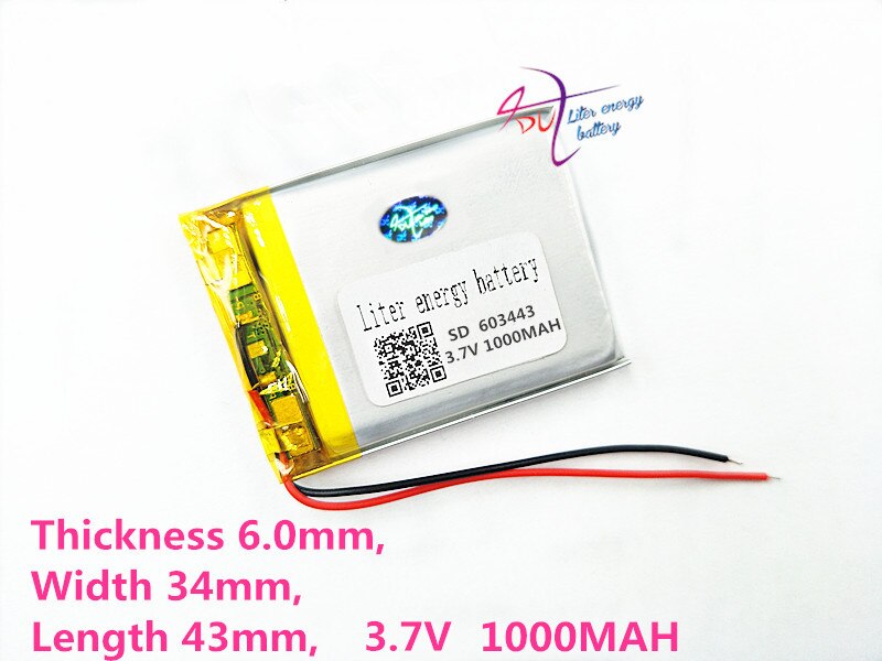 Beste batterij 603443 3.7V 1000MAH Originele Batterij MP3 MP4 MP5 GPS navigatie ingebouwde lithium polymeer batterij