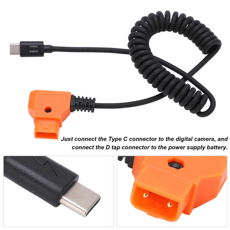 TYPE-C Naar D-TAP Tap Power Flexibele Kabel voor Digitale Camera-accessoires, USB C Naar D Tap Stroomkabel