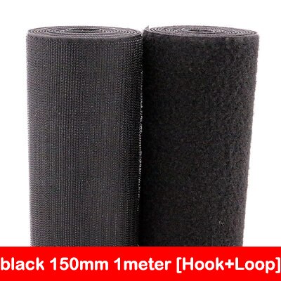 150mm leveä ompele koukulla ja silmukalla tarttumaton kiinnitysteippi nylon kangas koukkusilmukka teippi musta valkoinen taikateippi tarra 1m/ paria: Musta 150mm 1 metri