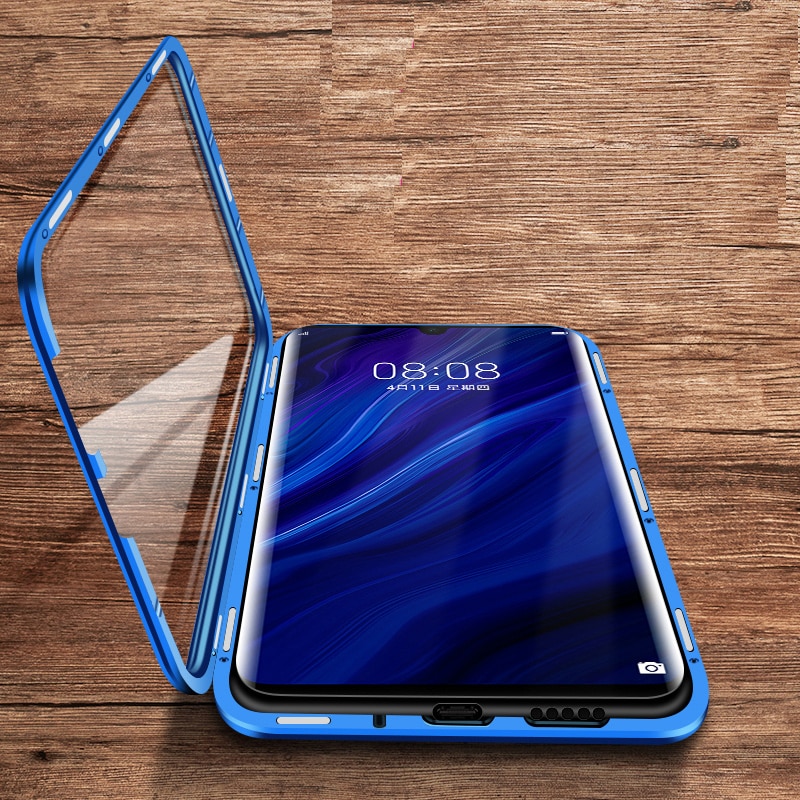Adsorpcja magnetyczna etui na telefony dla Huawei Y6P Y7P szkło hartowane metalowa obudowa przednia i tylna szkło dla Huawei Y8P Y9S pokrywy skrzynka