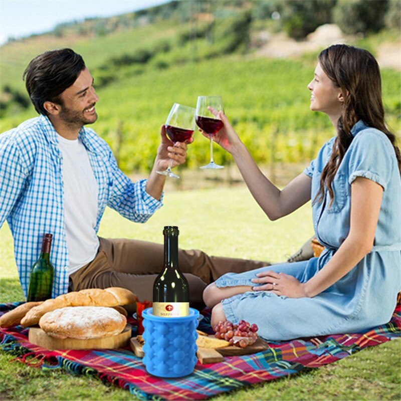 Cubitera de silicona de hielo de 13x14cm, cubo refrigerador para vino, fabricante de cerveza, armario, ahorro de espacio, herramientas de cocina para beber whisky, congelador