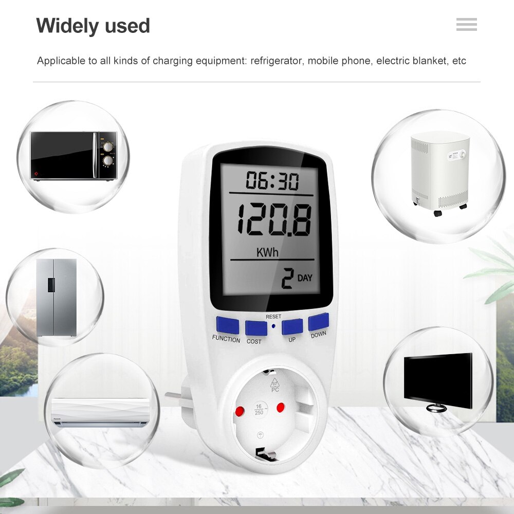 Power Meter Digital Wattmeter vu Meter Single Sockets Electricity Energy unit Meter Dynamometer Electric Consumption kwh Meter